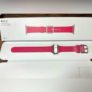 New Apple Watch OEM Classic Buckle Leather Strap Pink Fuchsia 42MM